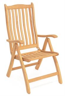 Positionsstol i træ til haven. havestol med justerbar ryg. 